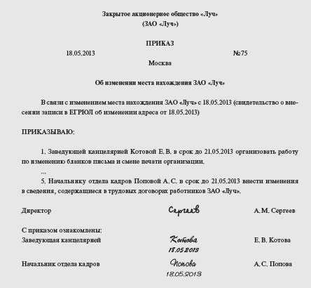 С Приказом Ознакомлены под Роспись образец