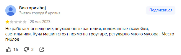 Пример негативной тональности отзыва