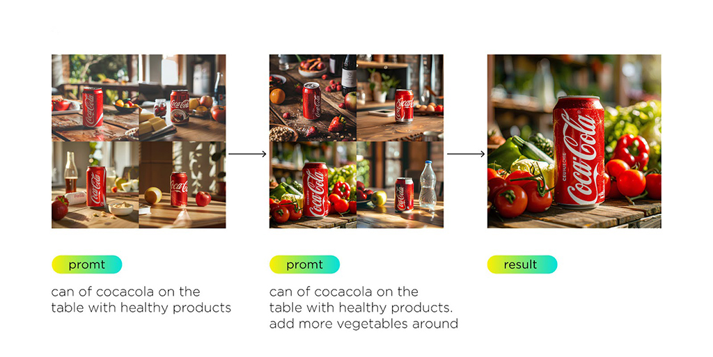 Принцип работы нейросетей: промт — результат — правки дизайнера