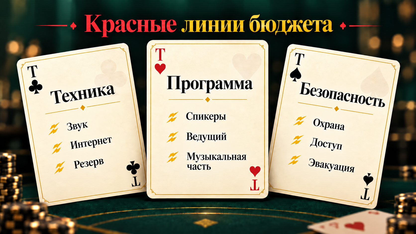 Красные линии бюджета ивента Красные линии бюджета ивента